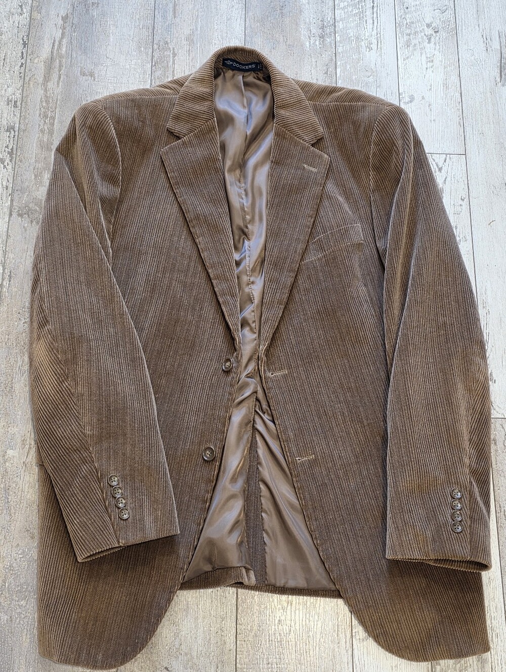 42R Men's Dockers Corduroy Blazer Brown 2 Button 100% Cotton Sport Coat Mint